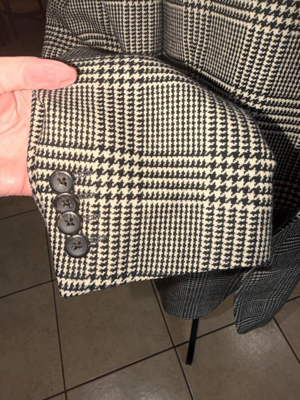 Talbots Mens 44 Wool Cashmere Blend Houndstooth Plaid Blazer Jacket Sustainable - Picture 15 of 15